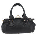 Chloe Paddington Hand Bag Leather Black Silver gold Auth 178515A-13