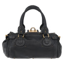 Chloe Paddington Hand Bag Leather Black Silver gold Auth 178515A-2