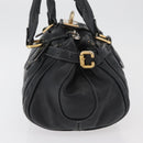 Chloe Paddington Hand Bag Leather Black Silver gold Auth 178515A-3