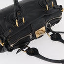 Chloe Paddington Hand Bag Leather Black Silver gold Auth 178515A-6