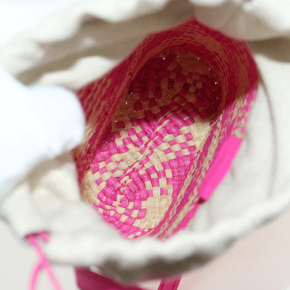 LOEWE Anagram Shoulder Bag Raffia Pink Auth 178517SAM