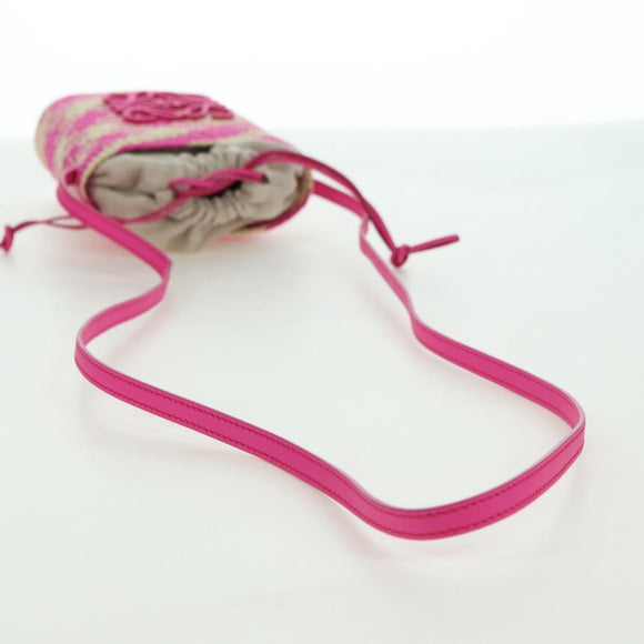 LOEWE Anagram Shoulder Bag Raffia Pink Auth 178517SAM