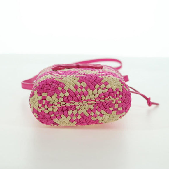 LOEWE Anagram Shoulder Bag Raffia Pink Auth 178517SAM