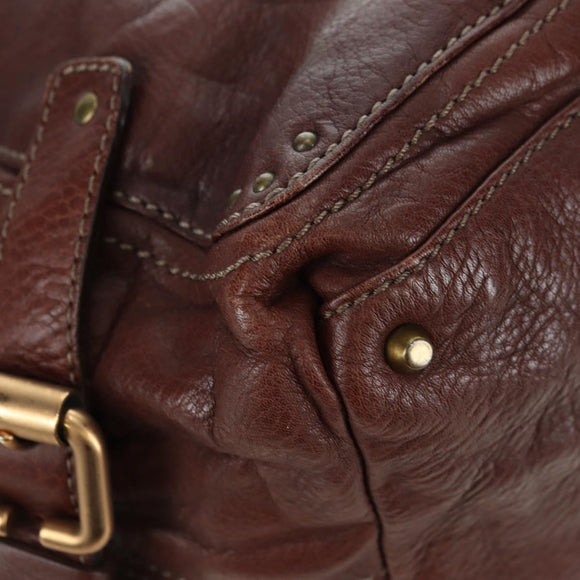 Chloe Paddington Shoulder Bag Leather Brown Gold Silver Auth 178518V