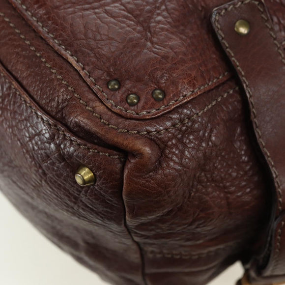 Chloe Paddington Shoulder Bag Leather Brown Gold Silver Auth 178518V