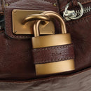 Chloe Paddington Shoulder Bag Leather Brown Gold Silver Auth 178518V-20