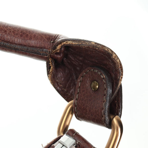 Chloe Paddington Shoulder Bag Leather Brown Gold Silver Auth 178518V