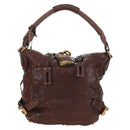 Chloe Paddington Shoulder Bag Leather Brown Gold Silver Auth 178518V-13
