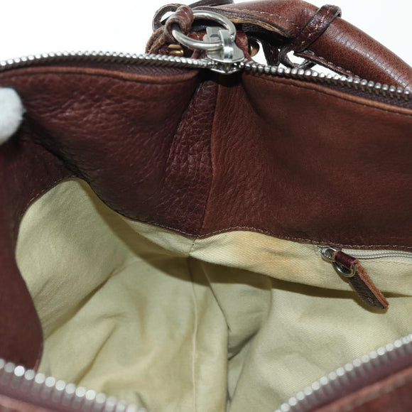 Chloe Paddington Shoulder Bag Leather Brown Gold Silver Auth 178518V