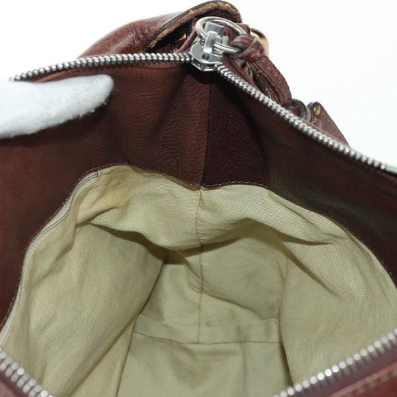 Chloe Paddington Shoulder Bag Leather Brown Gold Silver Auth 178518V