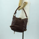 Chloe Paddington Shoulder Bag Leather Brown Gold Silver Auth 178518V-27
