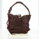 Chloe Paddington Shoulder Bag Leather Brown Gold Silver Auth 178518V-12