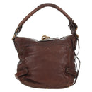Chloe Paddington Shoulder Bag Leather Brown Gold Silver Auth 178518V-2