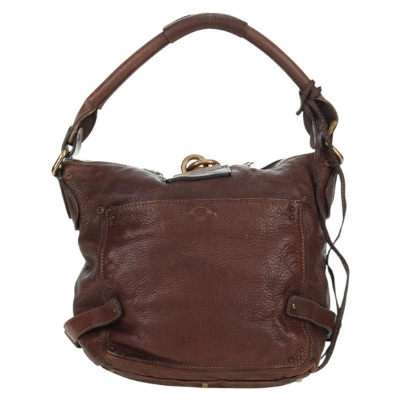 Chloe Paddington Shoulder Bag Leather Brown Gold Silver Auth 178518V