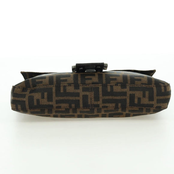 FENDI Zucca Canvas Mamma Baguette Shoulder Bag Black Brown Auth 178519SAV
