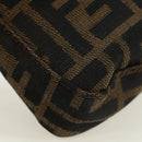 FENDI Zucca Canvas Mamma Baguette Shoulder Bag Black Brown Auth 178519SAV-14
