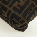 FENDI Zucca Canvas Mamma Baguette Shoulder Bag Black Brown Auth 178519SAV-15