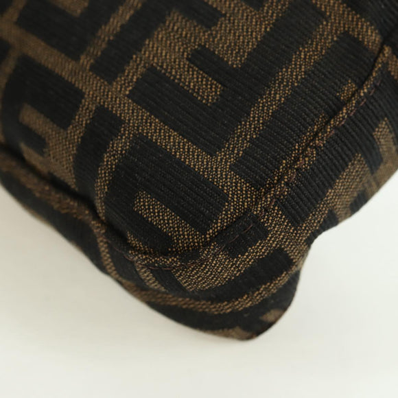 FENDI Zucca Canvas Mamma Baguette Shoulder Bag Black Brown Auth 178519SAV