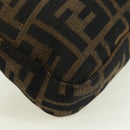 FENDI Zucca Canvas Mamma Baguette Shoulder Bag Black Brown Auth 178519SAV-16
