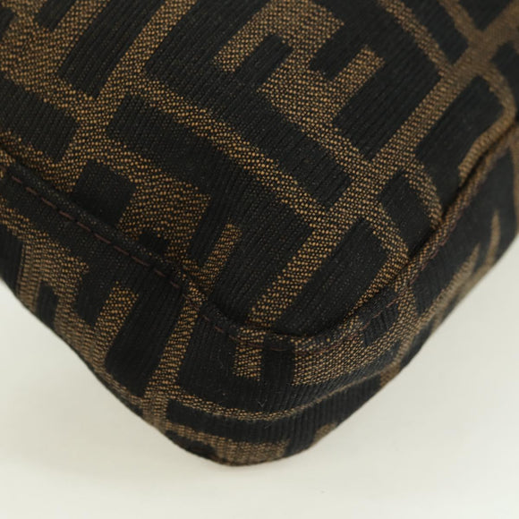 FENDI Zucca Canvas Mamma Baguette Shoulder Bag Black Brown Auth 178519SAV