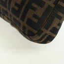 FENDI Zucca Canvas Mamma Baguette Shoulder Bag Black Brown Auth 178519SAV-17