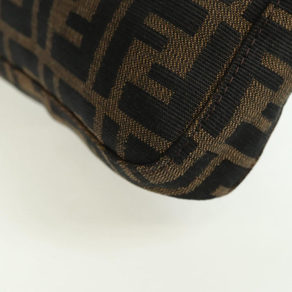FENDI Zucca Canvas Mamma Baguette Shoulder Bag Black Brown Auth 178519SAV