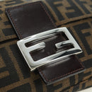 FENDI Zucca Canvas Mamma Baguette Shoulder Bag Black Brown Auth 178519SAV-18