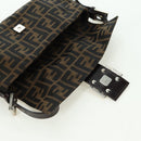FENDI Zucca Canvas Mamma Baguette Shoulder Bag Black Brown Auth 178519SAV-19