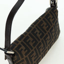 FENDI Zucca Canvas Mamma Baguette Shoulder Bag Black Brown Auth 178519SAV-6
