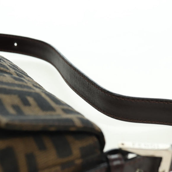 FENDI Zucca Canvas Mamma Baguette Shoulder Bag Black Brown Auth 178519SAV