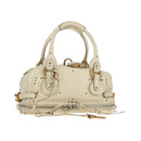 Chloe Paddington Hand Bag Leather White Silver Auth 178520V-1