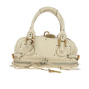 Chloe Paddington Hand Bag Leather White Silver Auth 178520V-2