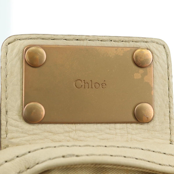 Chloe Paddington Hand Bag Leather White Silver Auth 178520V