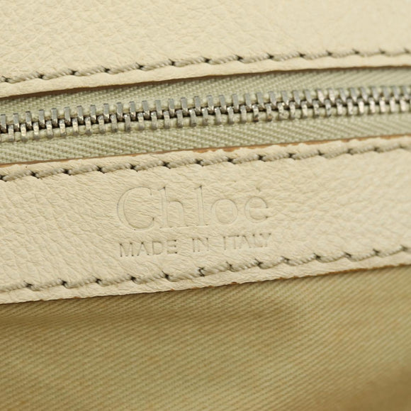 Chloe Paddington Hand Bag Leather White Silver Auth 178520V