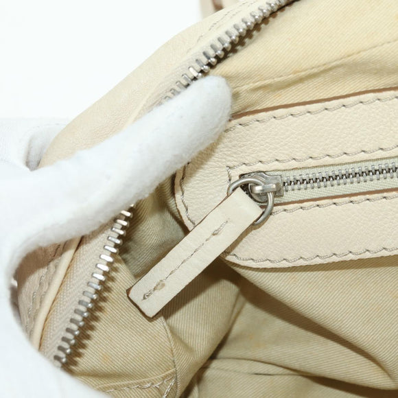 Chloe Paddington Hand Bag Leather White Silver Auth 178520V