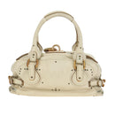 Chloe Paddington Hand Bag Leather White Silver Auth 178520V-4