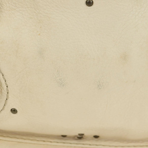 Chloe Paddington Hand Bag Leather White Silver Auth 178520V