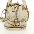 Chloe Paddington Hand Bag Leather White Silver Auth 178520V-7