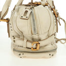 Chloe Paddington Hand Bag Leather White Silver Auth 178520V-8