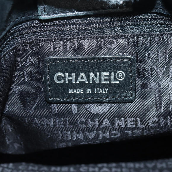 CHANEL Coco Mademoiselle Shoulder Bag Leather Black Silver CC Auth 178522SAM