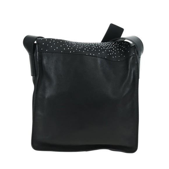 CHANEL Coco Mademoiselle Shoulder Bag Leather Black Silver CC Auth 178522SAM