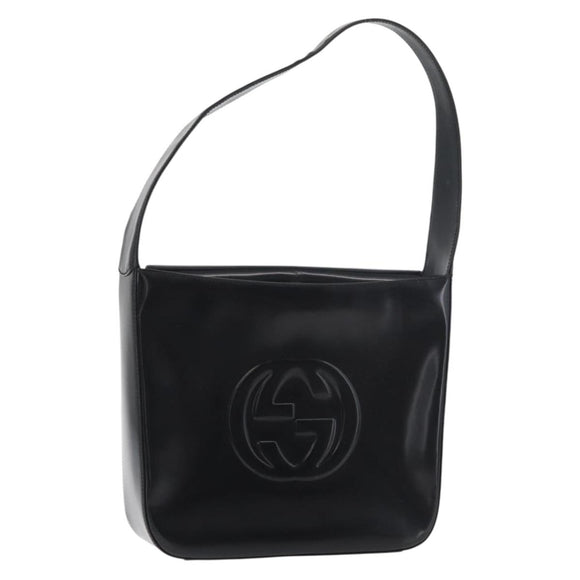 GUCCI Soho Shoulder Bag Patent leather Black Silver 000 0506 Auth 178524