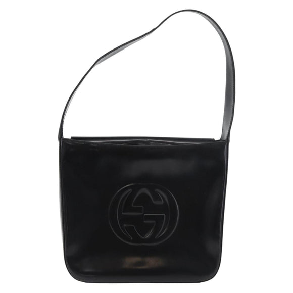 GUCCI Soho Shoulder Bag Patent leather Black Silver 000 0506 Auth 178524