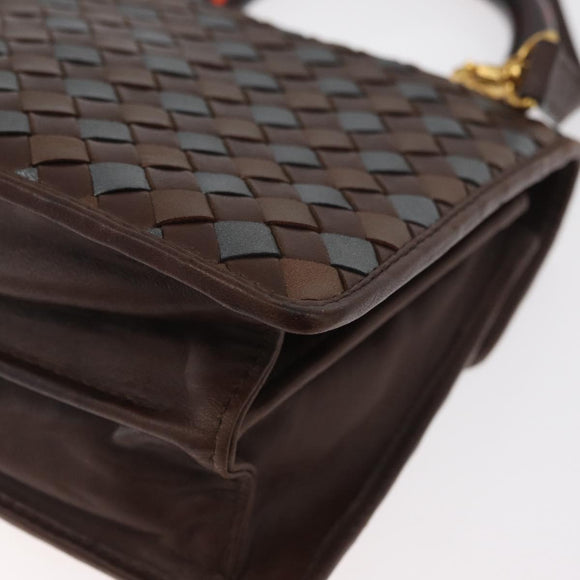 BOTTEGA VENETA INTRECCIATO Hand Bag Leather 2way Brown Gold Auth 178526A