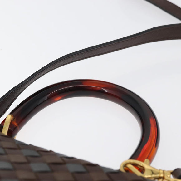 BOTTEGA VENETA INTRECCIATO Hand Bag Leather 2way Brown Gold Auth 178526A