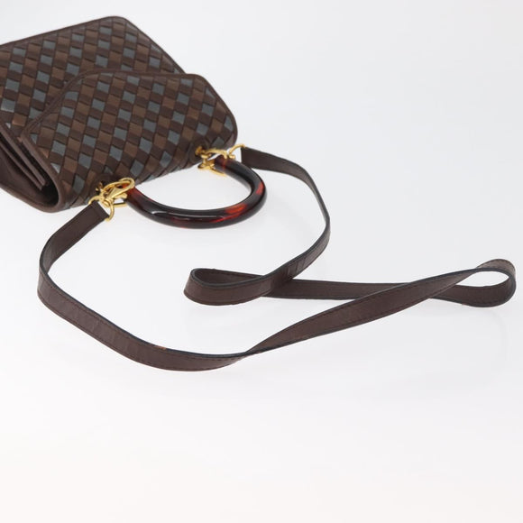 BOTTEGA VENETA INTRECCIATO Hand Bag Leather 2way Brown Gold Auth 178526A