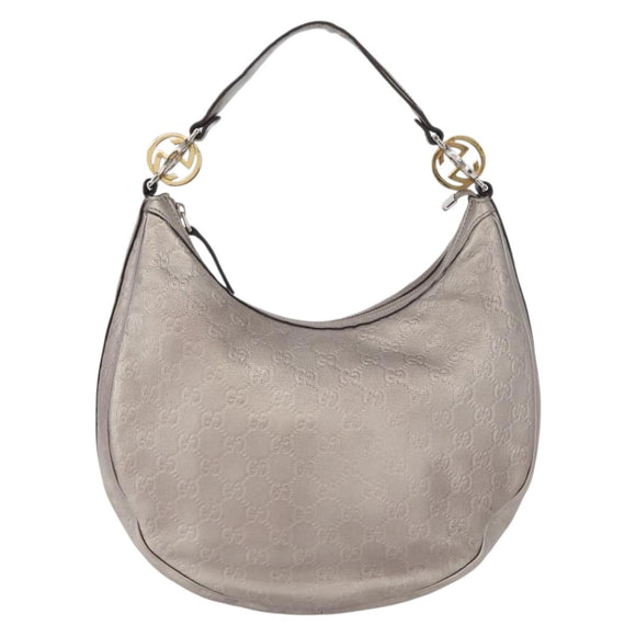 GUCCI GG Canvas GG Twin Guccissima Bag Leather Silver 232962 Auth 178533V
