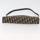 Christian Dior Trotter Canvas Shoulder Bag Navy Gold Auth 178534-10