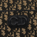 Christian Dior Trotter Canvas Shoulder Bag Navy Gold Auth 178534-15