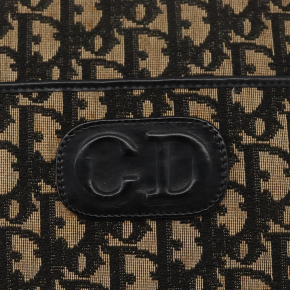 Christian Dior Trotter Canvas Shoulder Bag Navy Gold Auth 178534